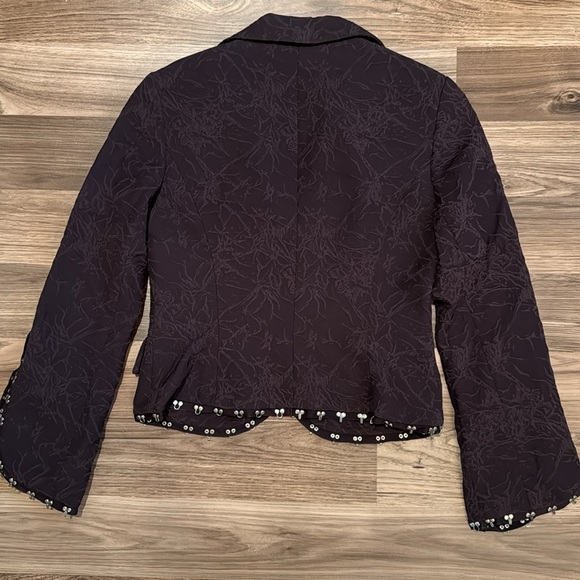 Alberto Makali Vintage Chocolate Embossed Abstract Hook Eye Embellished Jacket 8 - Picture 13 of 15